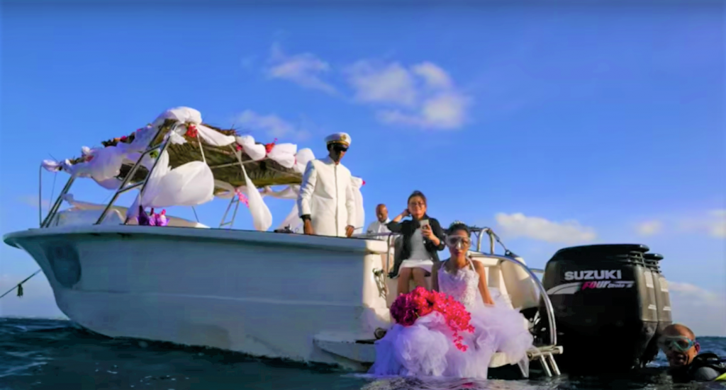 Underwater wedding ceremony